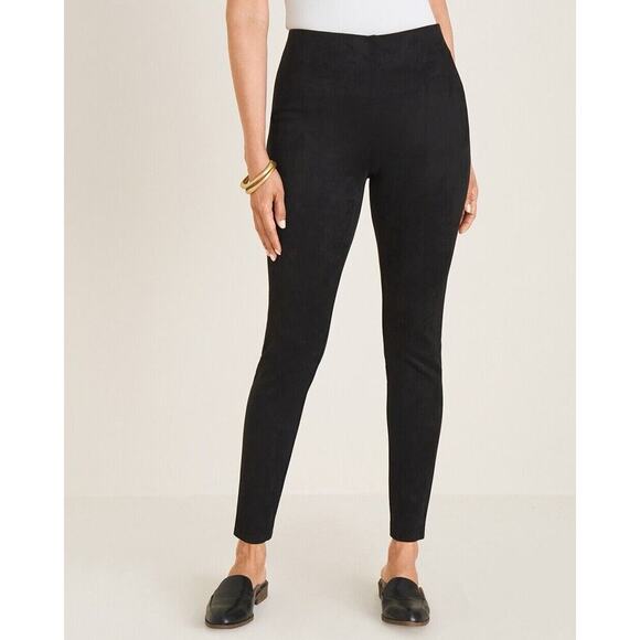 🆕 Chico’s Faux-Suede Leggings In Black SZ 2/12 - Picture 1 of 6